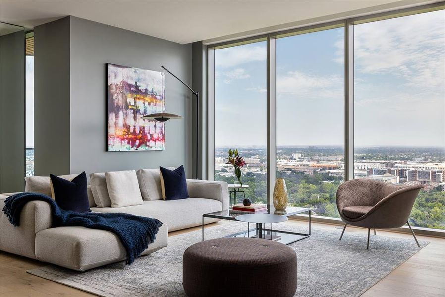 Experience the height of luxury living in this stunning 3-bedroom condo! Immerse yourself in breathtaking, panoramic views of Downtown Houston through expansive floor-to-ceiling windows. Featuring spacious bedrooms and a private balcony, this residence offers a refined lifestyle with sweeping vistas of the city’s dynamic bayou landscape.