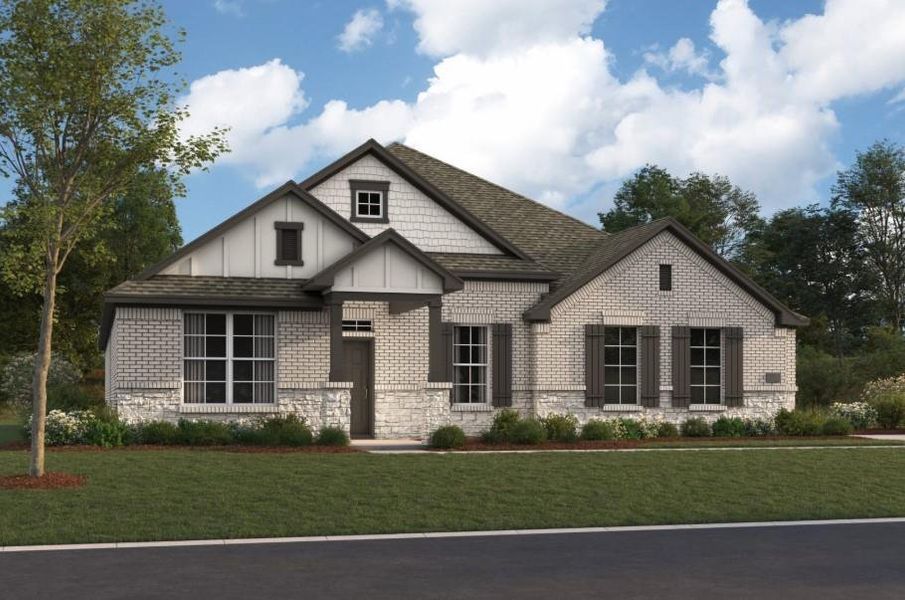 Front exterior of a new home in Berryknoll, Montgomery, TX, highlighting curb appeal (Image 1). Front exterior of a new home in Berryknoll, Montgomery, TX, highlighting curb appeal (Image 1).
