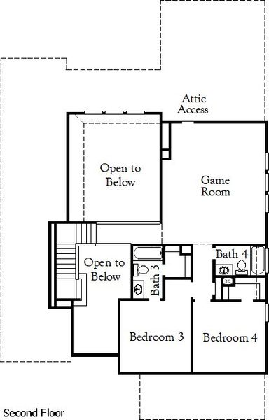 2D floor plan layout of this home in Parkside on the River, Georgetown, TX (Image 4).