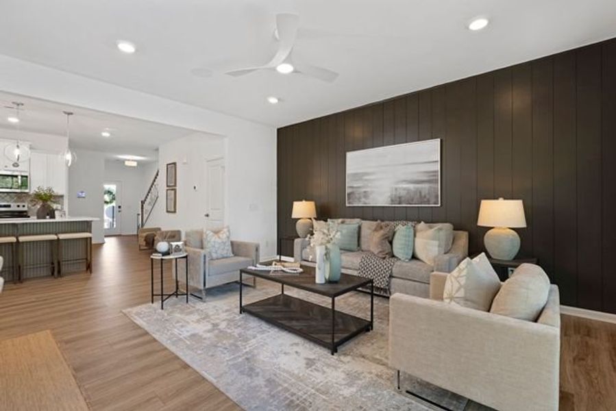 Representative furnished interior of a home built from the Alexandria TH by True Homes in Covington Ridge Townhomes, Thomasville (Image 9).