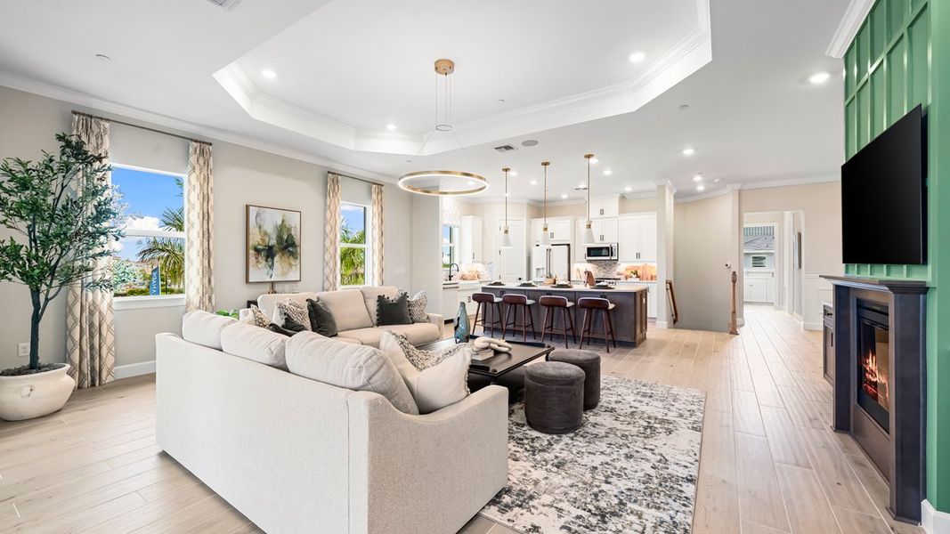 Furnished interior view inside a new home in Esplanade by the Islands Coach Homes, Naples (Image 9). Furnished interior view inside a new home in Esplanade by the Islands Coach Homes, Naples (Image 9).