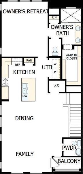 2D floor plan layout of this home in Emerald Landing at Waterside at Lakewood Ranch – Towns, Sarasota, FL (Image 3).