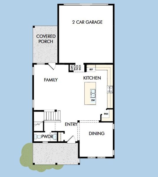 2D floor plan layout for the The Warrington by David Weekley Homes in The River District - Pioneer Collection, Charlotte, NC (Image 6).