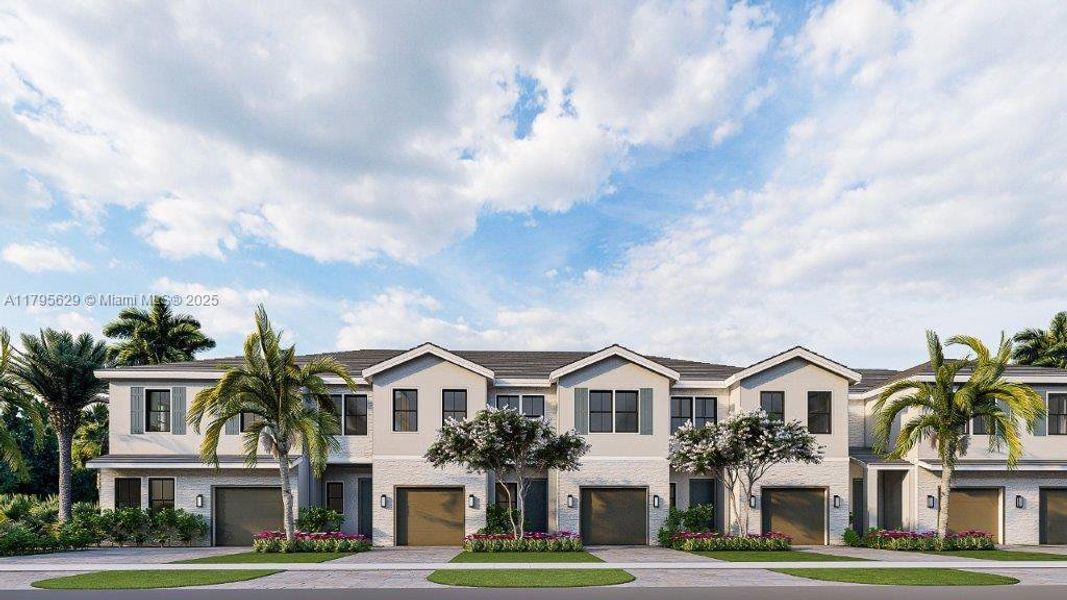 Front exterior of a new home in Parker Pointe, Homestead, FL, highlighting curb appeal (Image 4). Front exterior of a new home in Parker Pointe, Homestead, FL, highlighting curb appeal (Image 4).