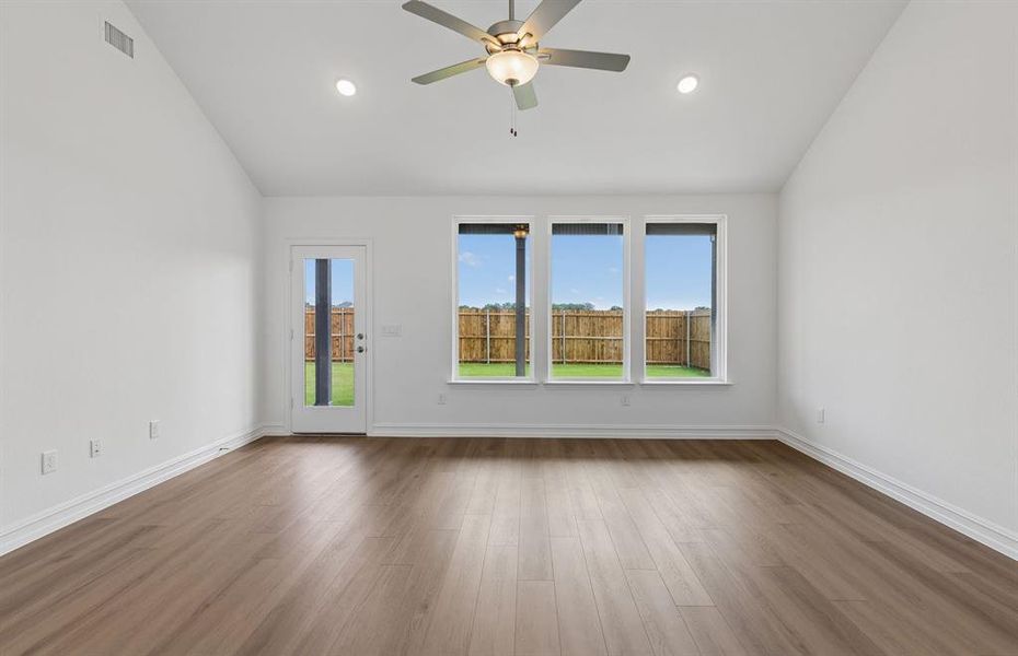 Living area with large windows