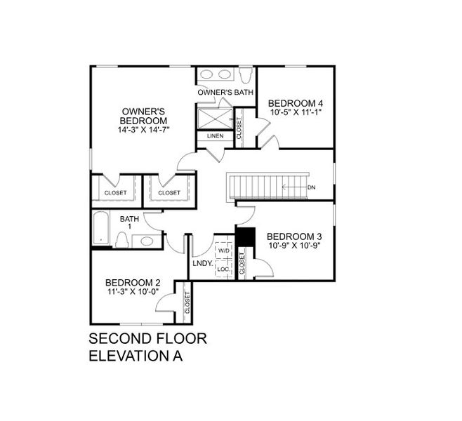 2D floor plan layout for the Ballenger by Ryan Homes in Eagles Crest, Cornelia, GA (Image 2).