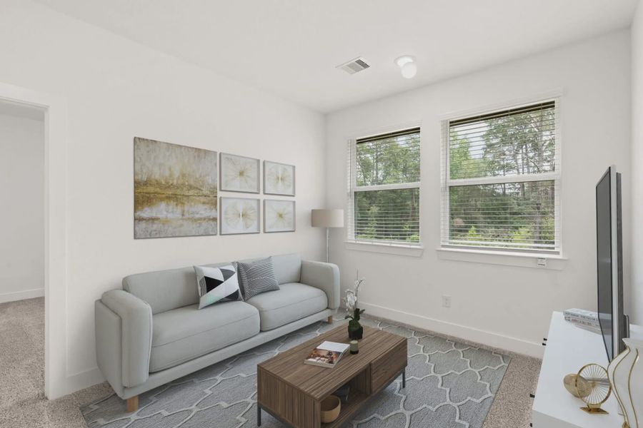 Representative furnished interior of a home built from the Cheverny by Chesmar Homes in Bridgeland Chateau, Cypress (Image 16).