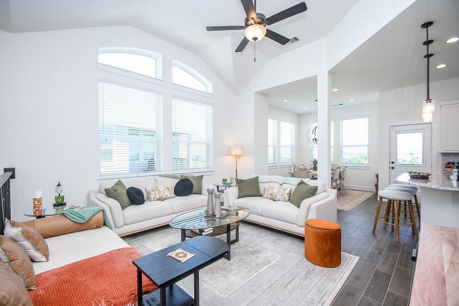 Furnished interior view inside a new home in Bridgeland 45's, Cypress (Image 7). Furnished interior view inside a new home in Bridgeland 45's, Cypress (Image 7).
