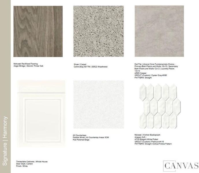 3020 Rexton Lane design selections. Home is currently under construction and selections are subject to change.