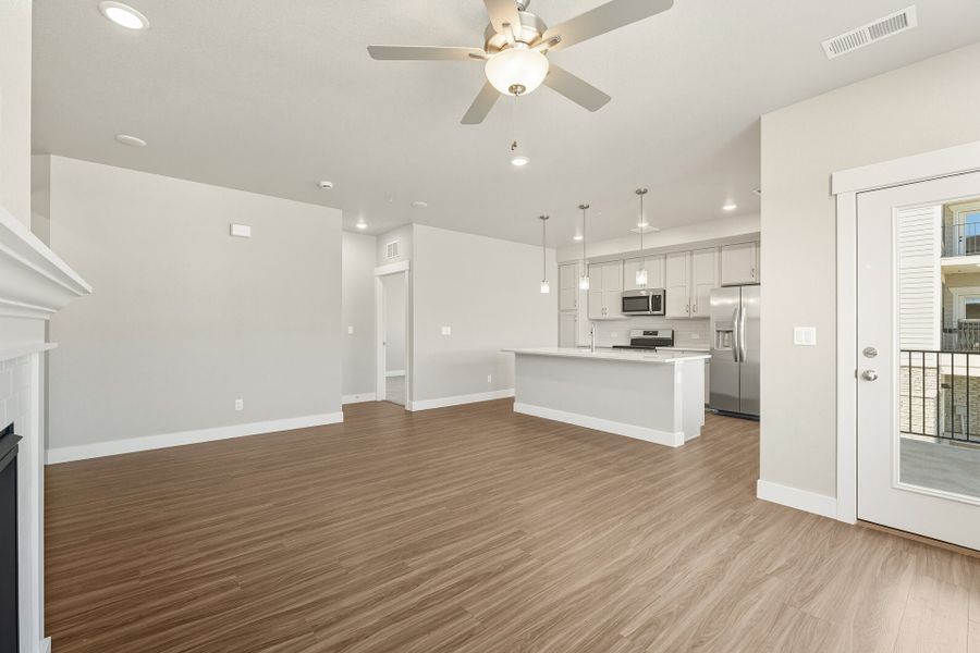 Spacious, unfurnished interior of a new home in The Lakes at Centerra, Loveland (Image 9). Spacious, unfurnished interior of a new home in The Lakes at Centerra, Loveland (Image 9).