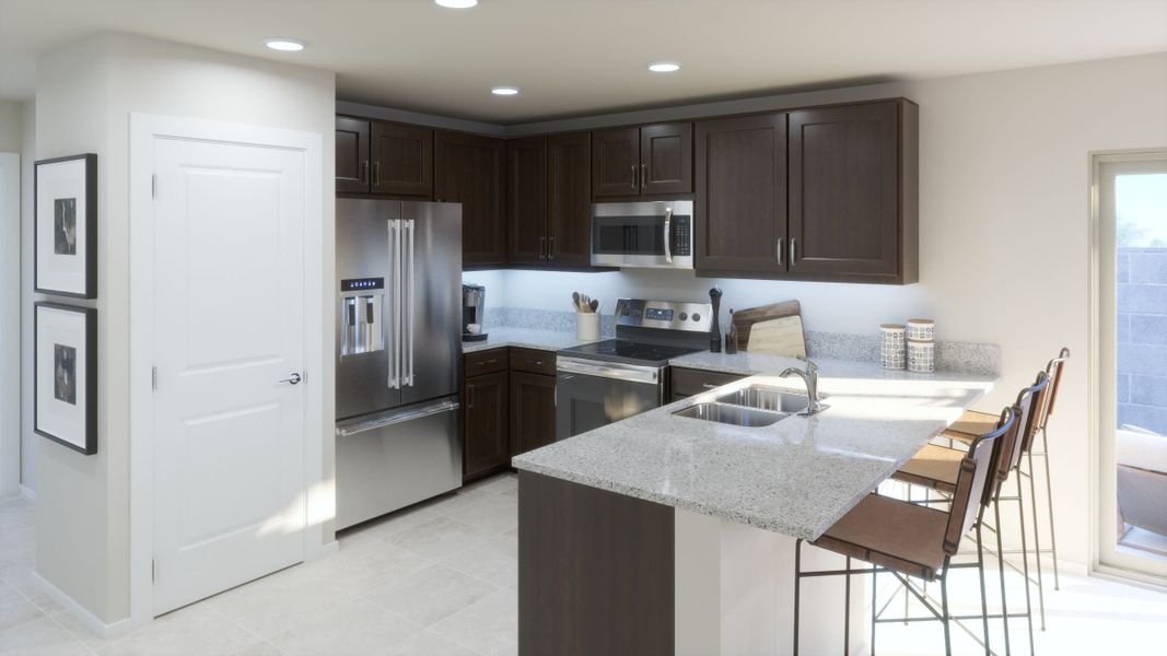 Kitchen Virtual Rendering | Apex Floorplan | Wildera – Crest Series | New Homes in San Tan Valley, AZ by Landsea Homes