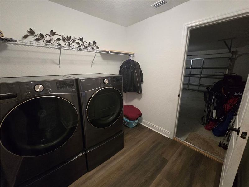 Laundry room opens to garage
