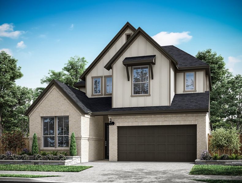 Representative exterior photo of a completed home built from the Tanager by Tri Pointe Homes in Clopton Farms, Montgomery, TX (Image 20). Representative exterior photo of a completed home built from the Tanager by Tri Pointe Homes in Clopton Farms, Montgomery, TX (Image 20).