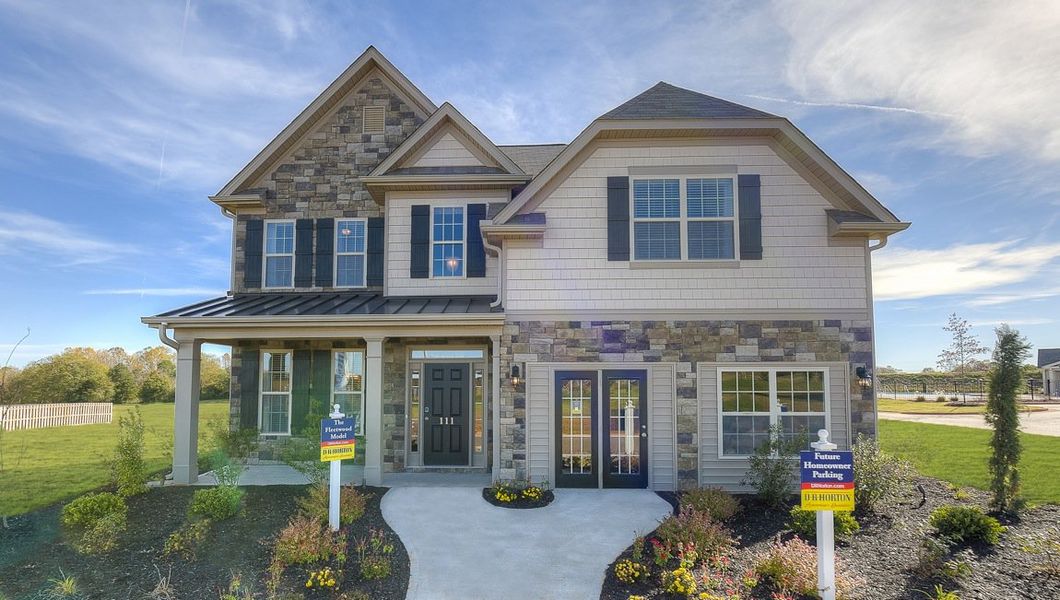 Representative exterior photo of a completed home built from the Fleetwood by D.R. Horton in Chumley Estates, Reidville, SC (Image 7). Representative exterior photo of a completed home built from the Fleetwood by D.R. Horton in Chumley Estates, Reidville, SC (Image 7).