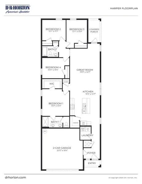 2D floor plan layout of this home in Venetian Grove, Vero Beach, FL (Image 3).
