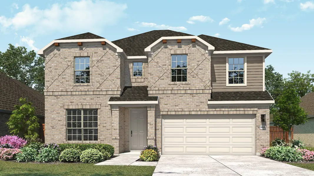 Representative exterior photo of a completed home built from the Magnolia by DRB Homes in Whisper South, San Marcos, TX (Image 2). Representative exterior photo of a completed home built from the Magnolia by DRB Homes in Whisper South, San Marcos, TX (Image 2).