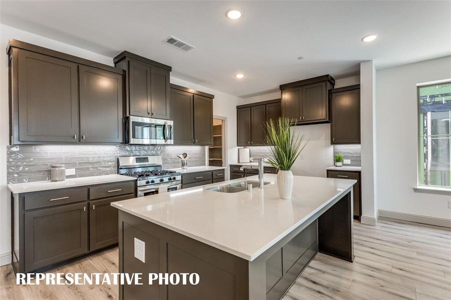 Gorgeous cabinetry paired with stylish finishes can be found in your new dream kitchen!  REPRESENTATIVE PHOTO.