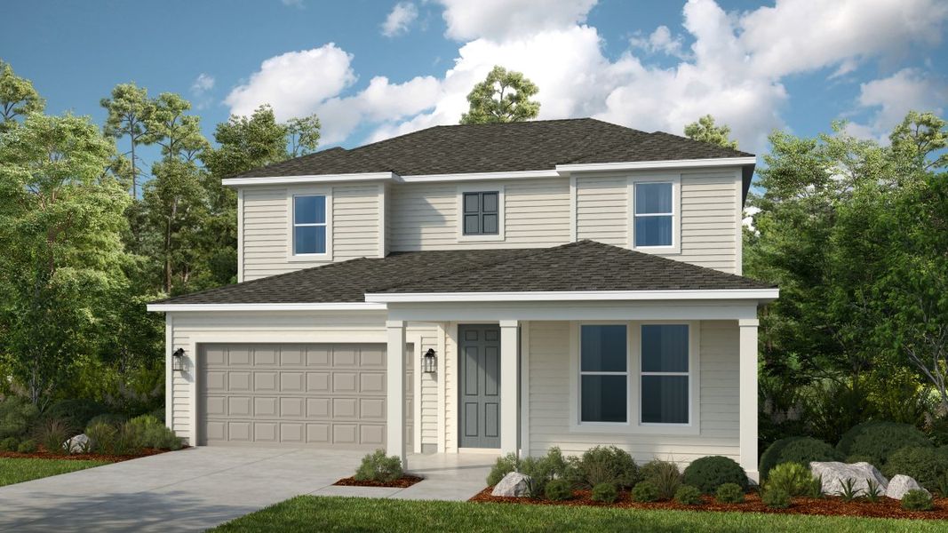 Representative exterior photo of a completed home built from the Rockport by Taylor Morrison in Colbert Landings, Palm Coast, FL (Image 4). Representative exterior photo of a completed home built from the Rockport by Taylor Morrison in Colbert Landings, Palm Coast, FL (Image 4).