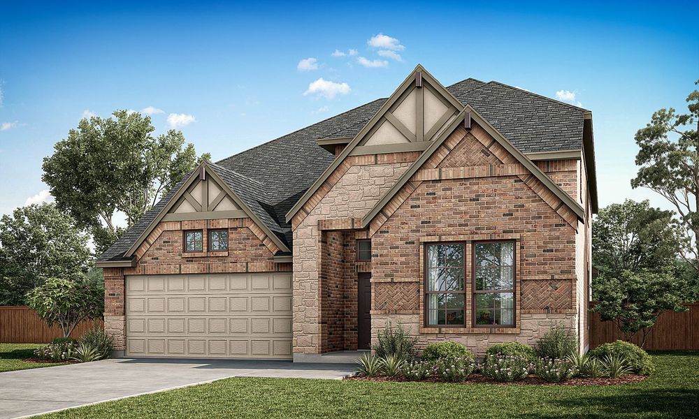 Representative exterior photo of a completed home built from the Richardson by Pacesetter Homes in Park Hills, Rockwall, TX (Image 20).