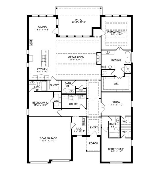 2D floor plan layout of this home in Timberbrook, Justin, TX (Image 5). 2D floor plan layout of this home in Timberbrook, Justin, TX (Image 5).