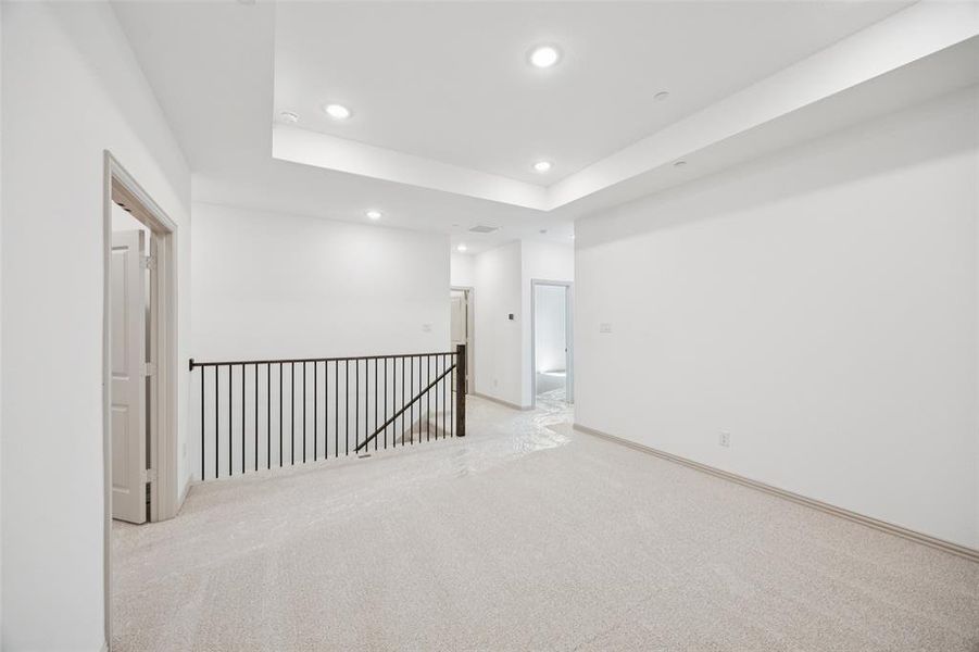 Your new upstairs entertainment area features a spacious game room paired with a wonderful media room! Your new upstairs entertainment area features a spacious game room paired with a wonderful media room!