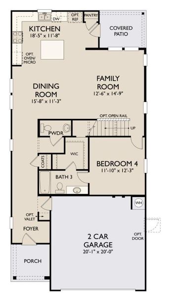 2D floor plan layout of this home in La Cima, San Marcos, TX (Image 3).