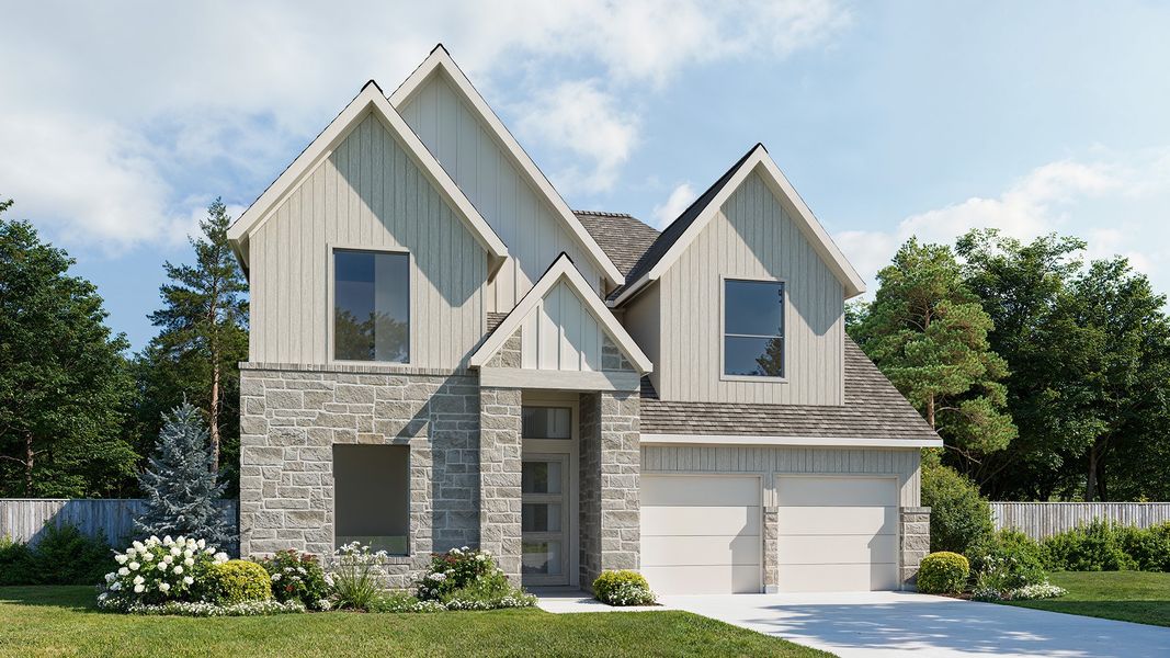 Representative exterior photo of a completed home built from the 2694W by Perry Homes in Jordan Ranch, Katy, TX (Image 2). Representative exterior photo of a completed home built from the 2694W by Perry Homes in Jordan Ranch, Katy, TX (Image 2).