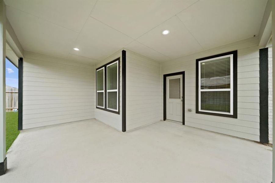 The extended covered patio is an easy place to sit back and watch the sunset or just get some you time in the fresh air.