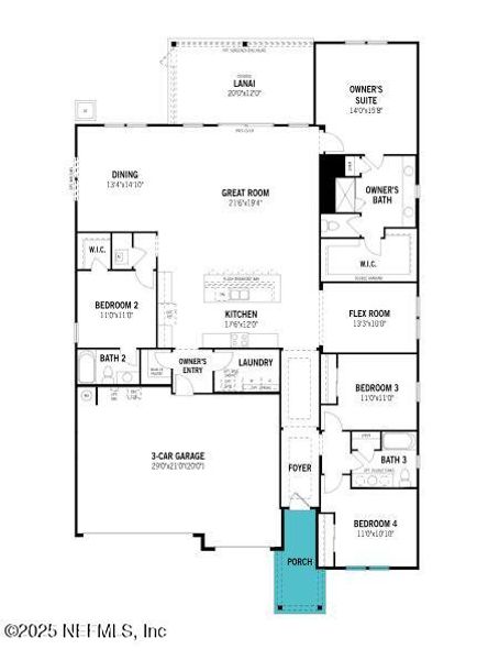 2D floor plan layout of this home in Lakes at Bella Lago, Green Cove Springs, FL (Image 2). 2D floor plan layout of this home in Lakes at Bella Lago, Green Cove Springs, FL (Image 2).