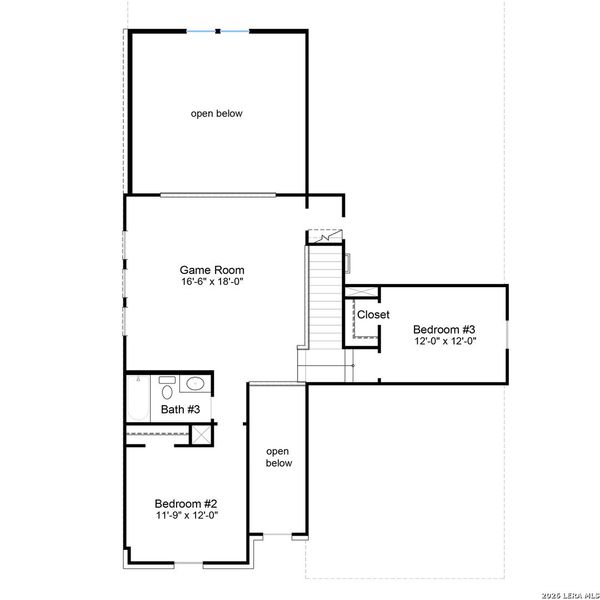 2D floor plan layout of this home in Cordova Crossing, Seguin, TX (Image 3).