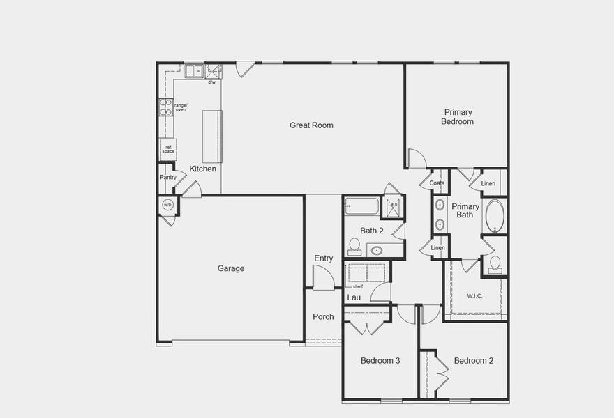 2D floor plan layout for the Plan 1641 by KB Home in Davina, Rosenberg, TX (Image 3).