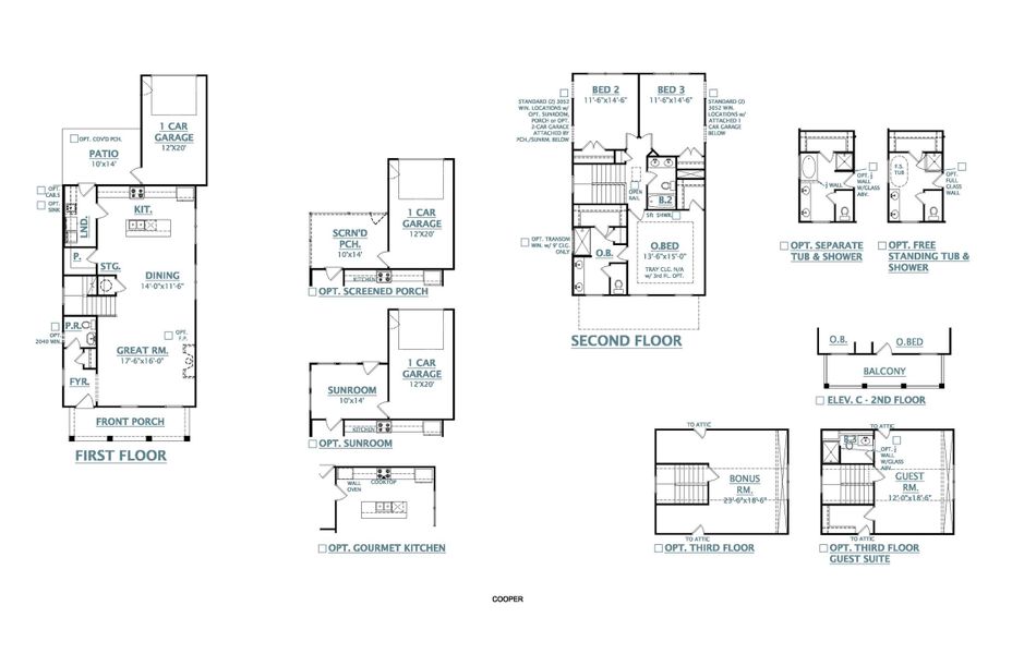 2D floor plan layout for the Cooper - 13994 by Dream Finders Homes in Sweetgrass Station, Summerville, SC (Image 4). 2D floor plan layout for the Cooper - 13994 by Dream Finders Homes in Sweetgrass Station, Summerville, SC (Image 4).