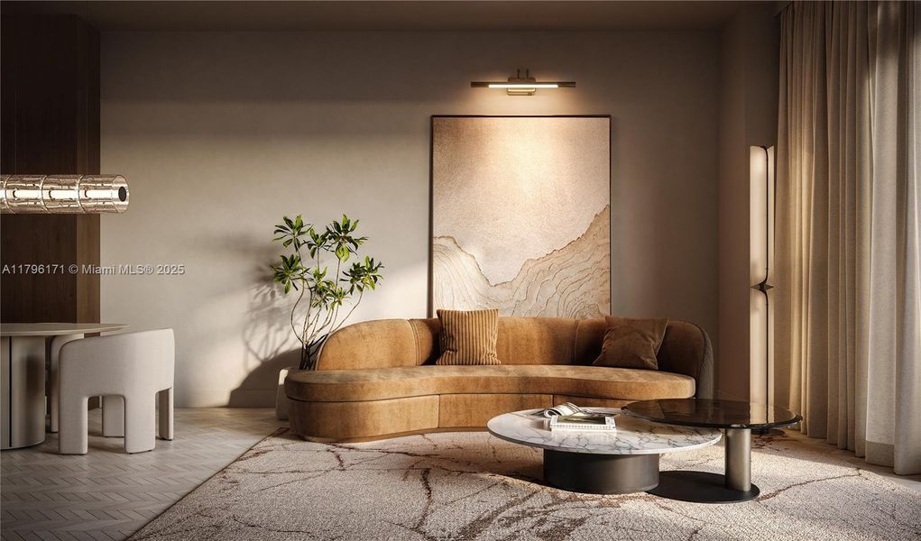 Furnished interior in a model home at The Avenue Coral Gables in Coral Gables (Image 7).