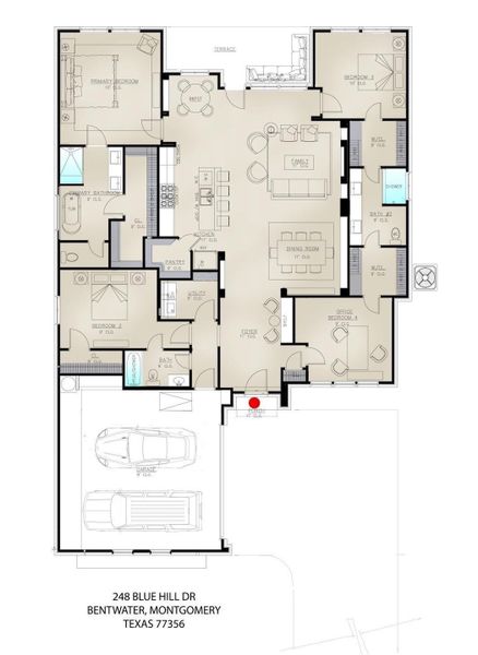 2D floor plan layout of this home in , Montgomery, TX (Image 2).