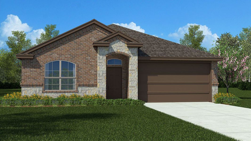 Front exterior of a new home in Homestead at Parks Bell Ranch, Odessa, TX, highlighting curb appeal (Image 15).