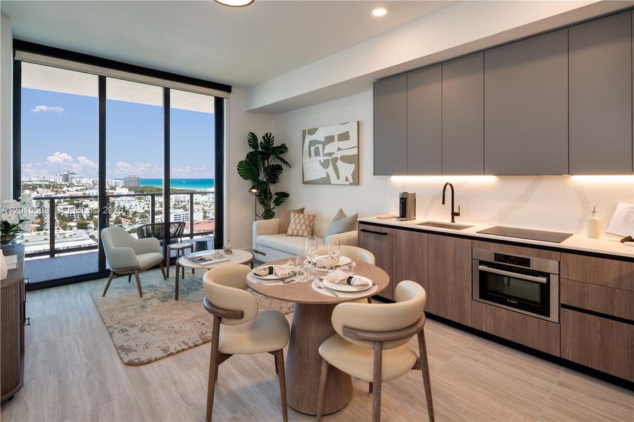 Furnished interior view inside a new home in , Miami Beach (Image 5). Furnished interior view inside a new home in , Miami Beach (Image 5).