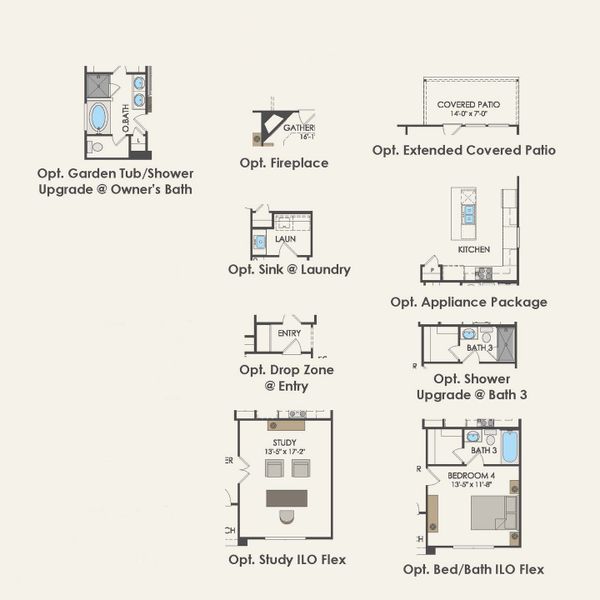2D floor plan layout for the Emory by Pulte Homes in Parks of Village Creek, Burleson, TX (Image 3).