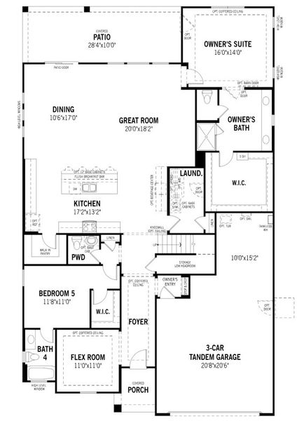 2D floor plan layout for the Slate by Mattamy Homes in Montelena, Marana, AZ (Image 4). 2D floor plan layout for the Slate by Mattamy Homes in Montelena, Marana, AZ (Image 4).