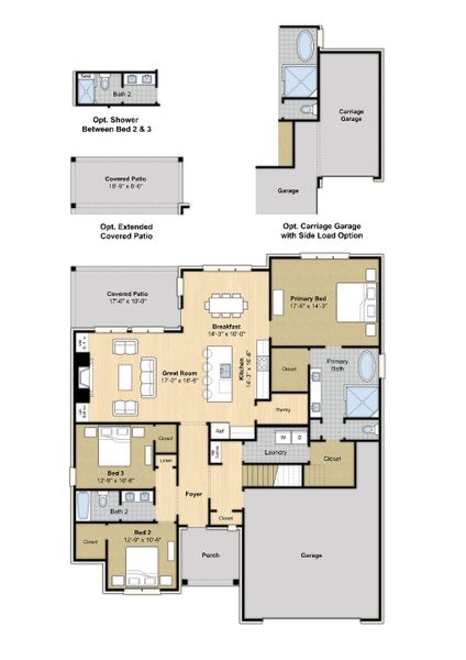 2D floor plan layout for the Elmsgate by Grant & Co in White Oak, Arlington, TN (Image 3).