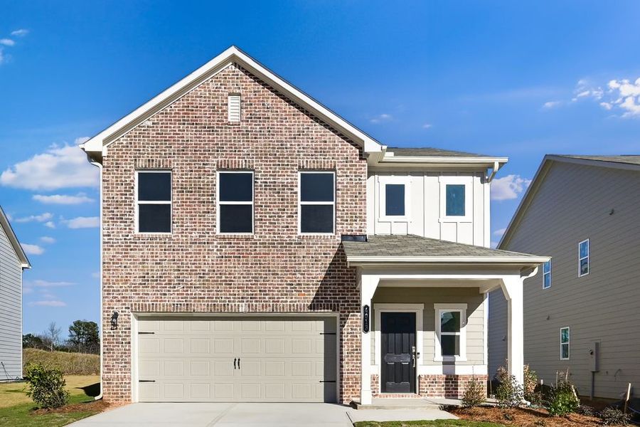 Representative exterior photo of a completed home built from the Denton by Taylor Morrison in Falls Creek, Flowery Branch, GA (Image 18). Representative exterior photo of a completed home built from the Denton by Taylor Morrison in Falls Creek, Flowery Branch, GA (Image 18).