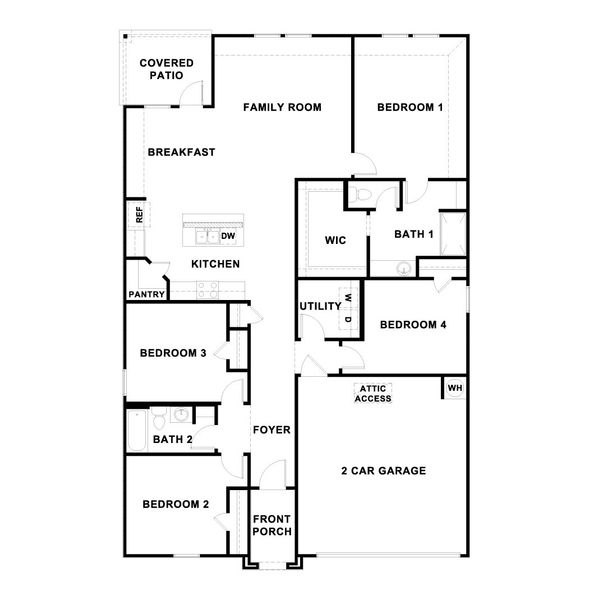 2D floor plan layout for the The Irvine by D.R. Horton in Durango, Mustang Ridge, TX (Image 4).