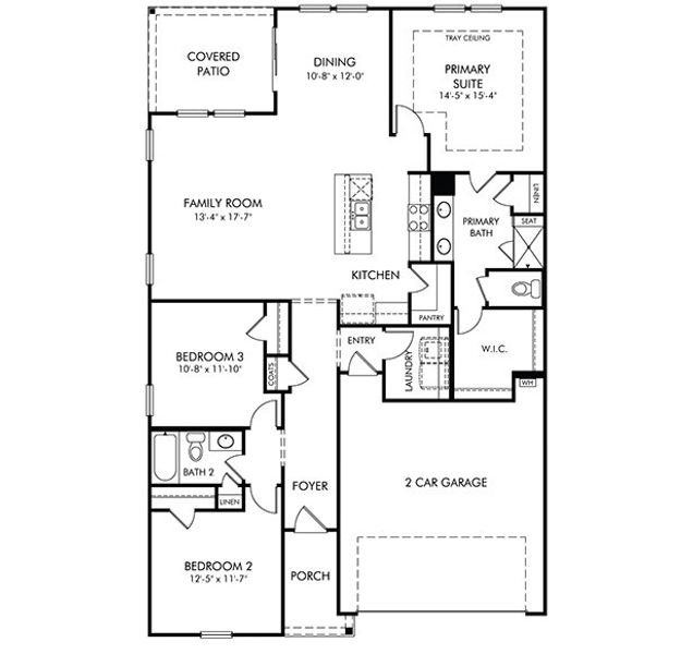 2D floor plan layout of this home in Cypress Ridge - The Coastline Series, Longs, SC (Image 3).
