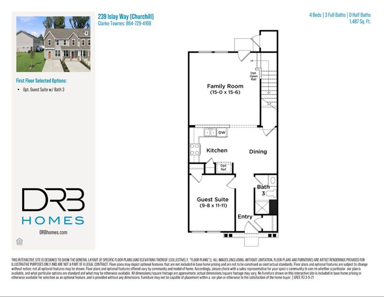 2D floor plan layout of this home in Clarke Townes, Anderson, SC (Image 5).