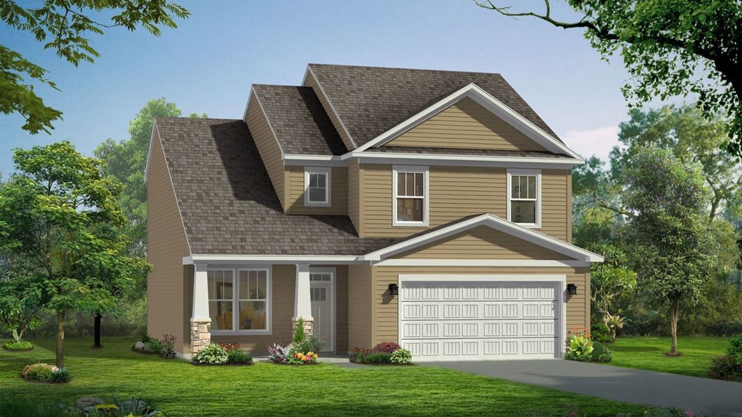 Representative exterior photo of a completed home built from the Cameron by DRB Homes in Fox Hollow, Spartanburg, SC (Image 18). Representative exterior photo of a completed home built from the Cameron by DRB Homes in Fox Hollow, Spartanburg, SC (Image 18).