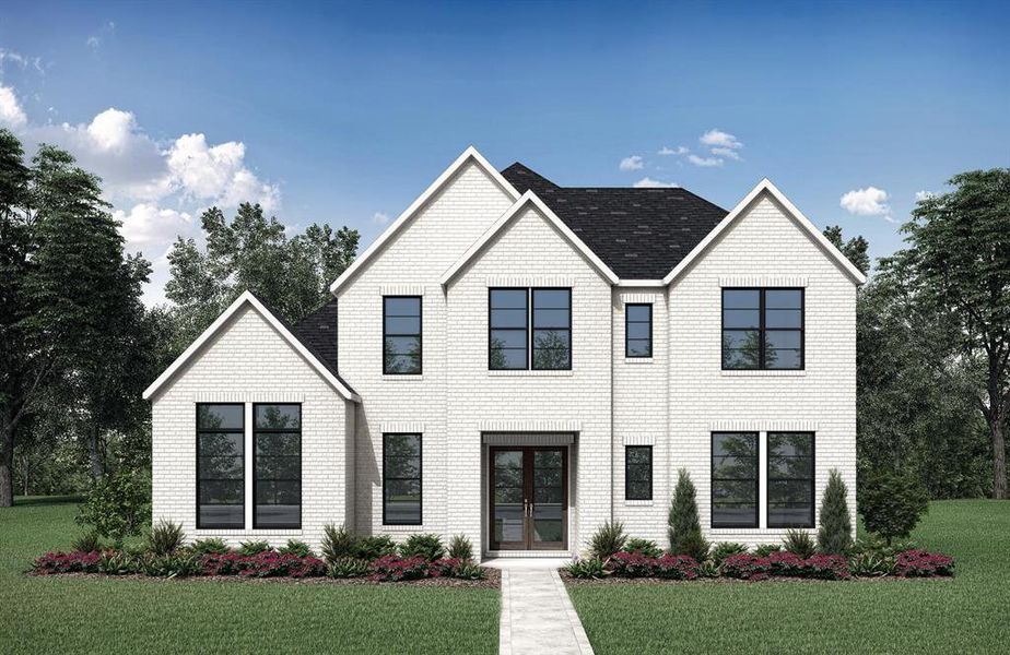 View of front of property featuring a front lawn