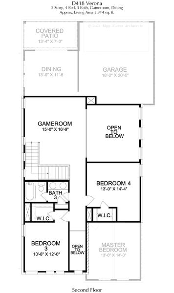 2D floor plan layout for the The Verona - D418 by Landon Homes in Dominion at Brookhollow, Prosper, TX (Image 5). 2D floor plan layout for the The Verona - D418 by Landon Homes in Dominion at Brookhollow, Prosper, TX (Image 5).