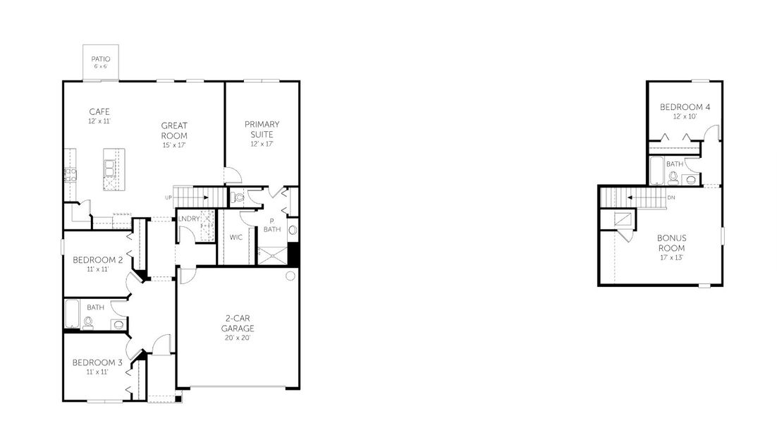 2D floor plan layout for the Amherst II - 50' Homesites by Dream Finders Homes in Diamond Springs, Jacksonville, FL (Image 5). 2D floor plan layout for the Amherst II - 50' Homesites by Dream Finders Homes in Diamond Springs, Jacksonville, FL (Image 5).