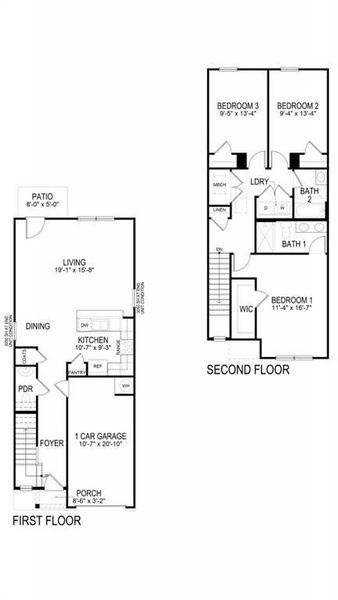 2D floor plan layout of this home in Woodbury Park, Atlanta, GA (Image 2).