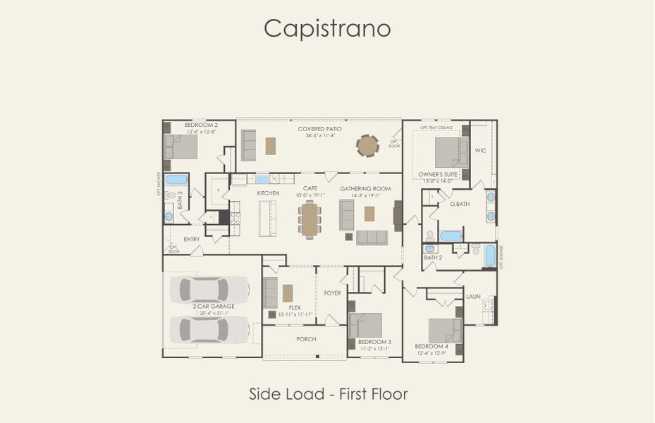 2D floor plan layout for the Capistrano by Centex in Wildwood Reserve, San Antonio, TX (Image 2). 2D floor plan layout for the Capistrano by Centex in Wildwood Reserve, San Antonio, TX (Image 2).