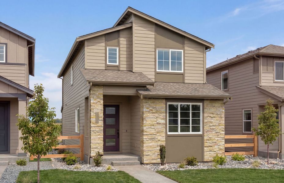 Representative exterior photo of a completed home built from the Arrabelle by Pulte Homes in Strata, Dacono, CO (Image 10). Representative exterior photo of a completed home built from the Arrabelle by Pulte Homes in Strata, Dacono, CO (Image 10).